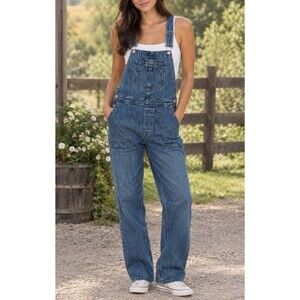 GAP Denim Overalls Cropped Slouch Straight Leg Denim Jean Overalls Small